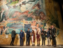 Odsłonięcie kurtyny Wyspiańskiego w Teatrze Słowackiego