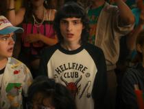 STRANGER THINGS 4. Gaten Matarazzo as Dustin Henderson, Finn Wolfhard as Mike Wheeler and Sadie Sink as Max Mayfield