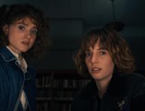 STRANGER THINGS 4. Natalia Dyer as Nancy Wheeler and Maya Hawke as Robin Buckley